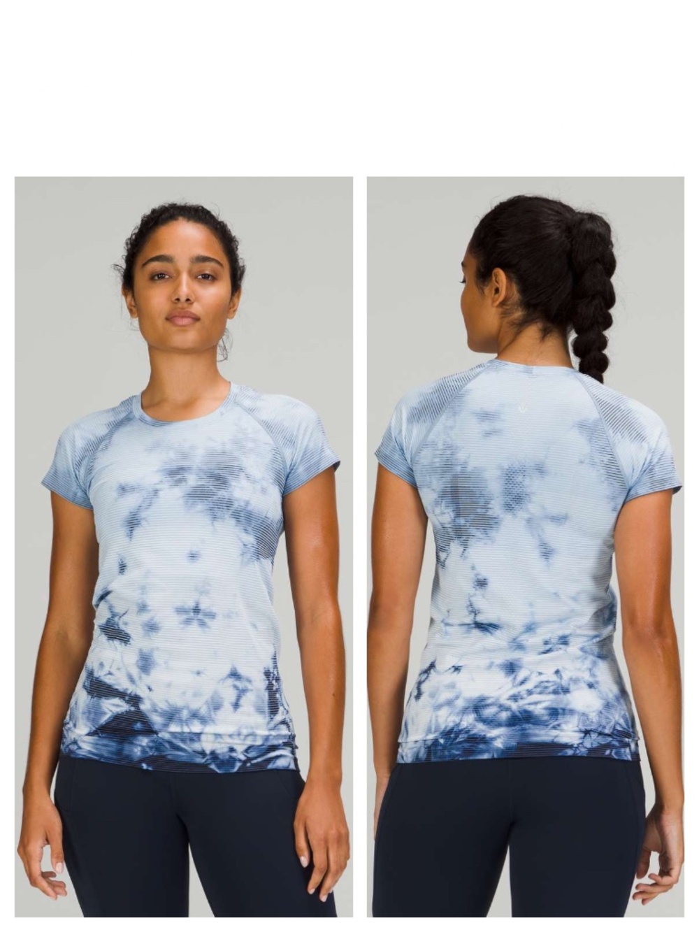 Lululemon Swiftly Tech 2.0 Shirt Top Sz 6 Small Blue Tie Dye Athletic Yoga Run